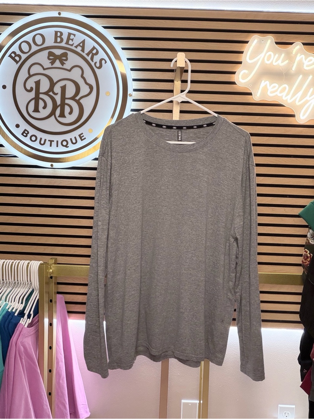 Men's Long Sleeve Gray Crew Tee